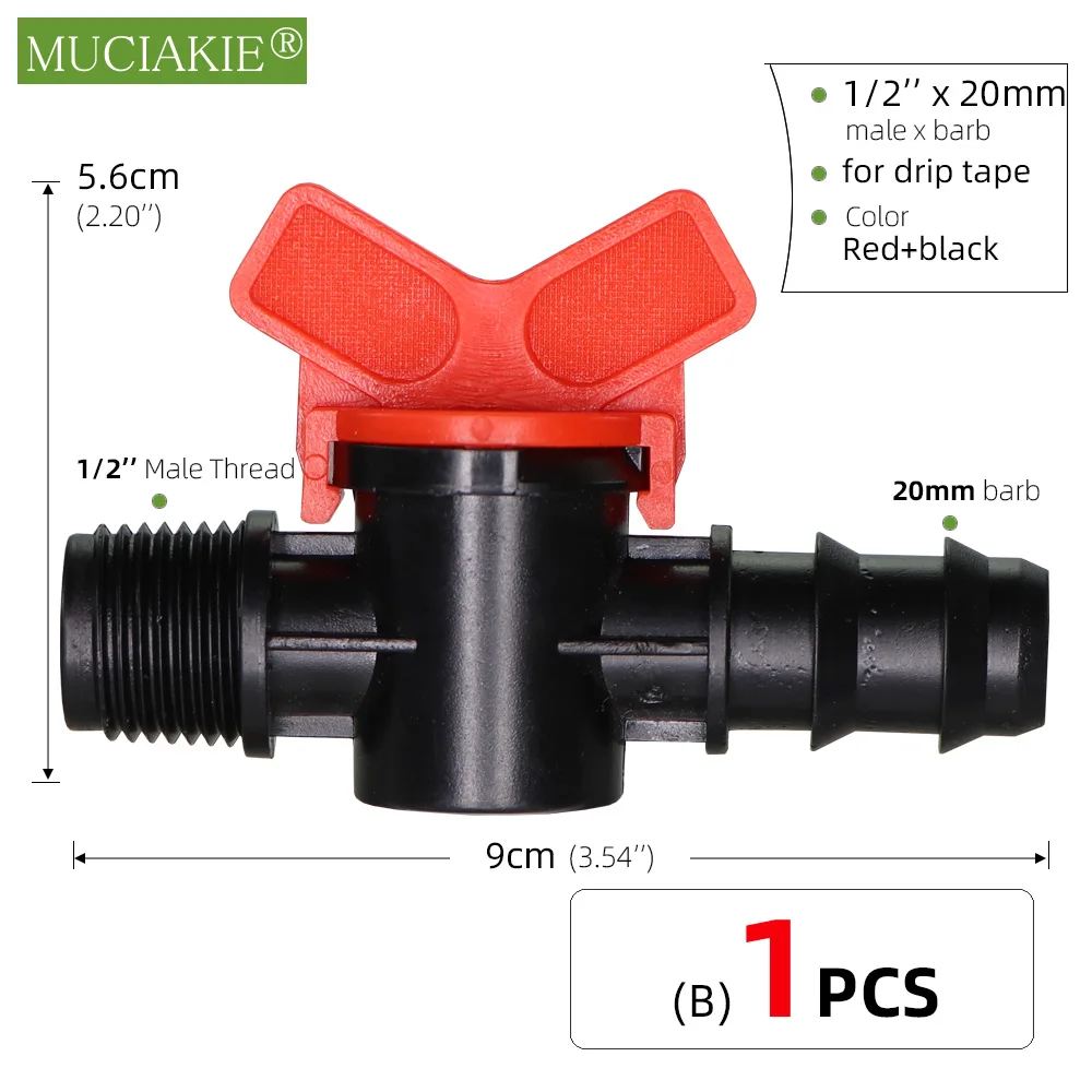 MUCIAKIE 1PC 1/2'' 3/4'' Thread Equal Reduced Watering Coupling Adapter Garden Irrigation Shut Off Valve Drip Tap Fittings Joint 