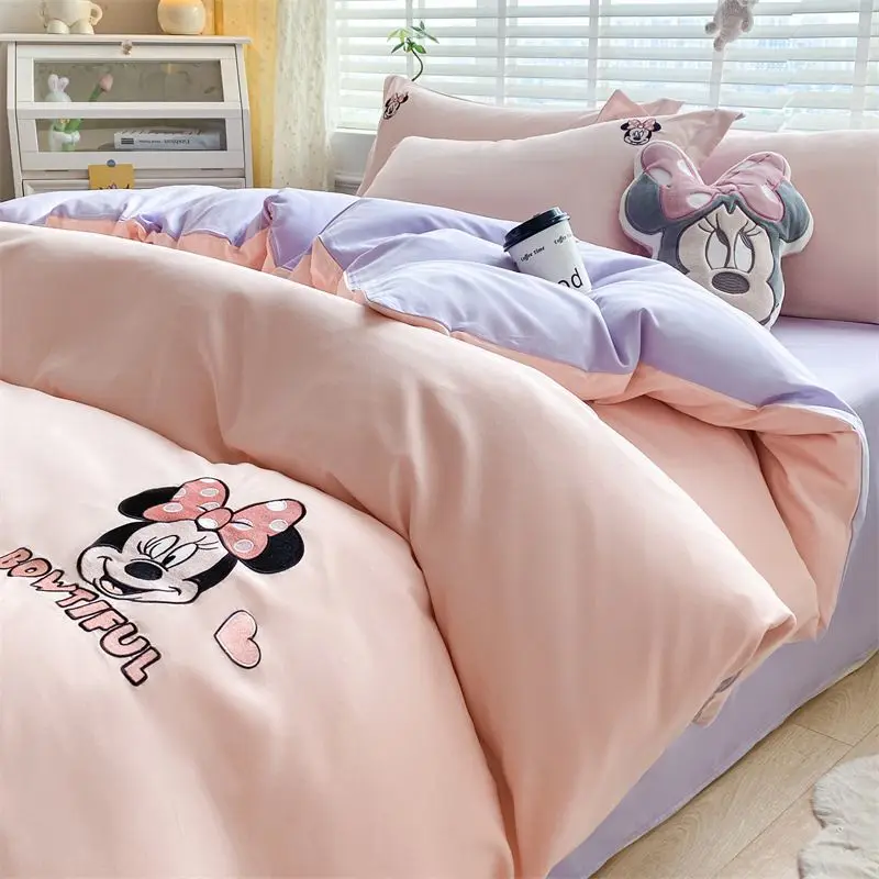 

Disney Washed Cotton Cartoon Duvet Cover Single Piece Home Double Embroidered Mickey Duvet Cover Student Dormitory Single