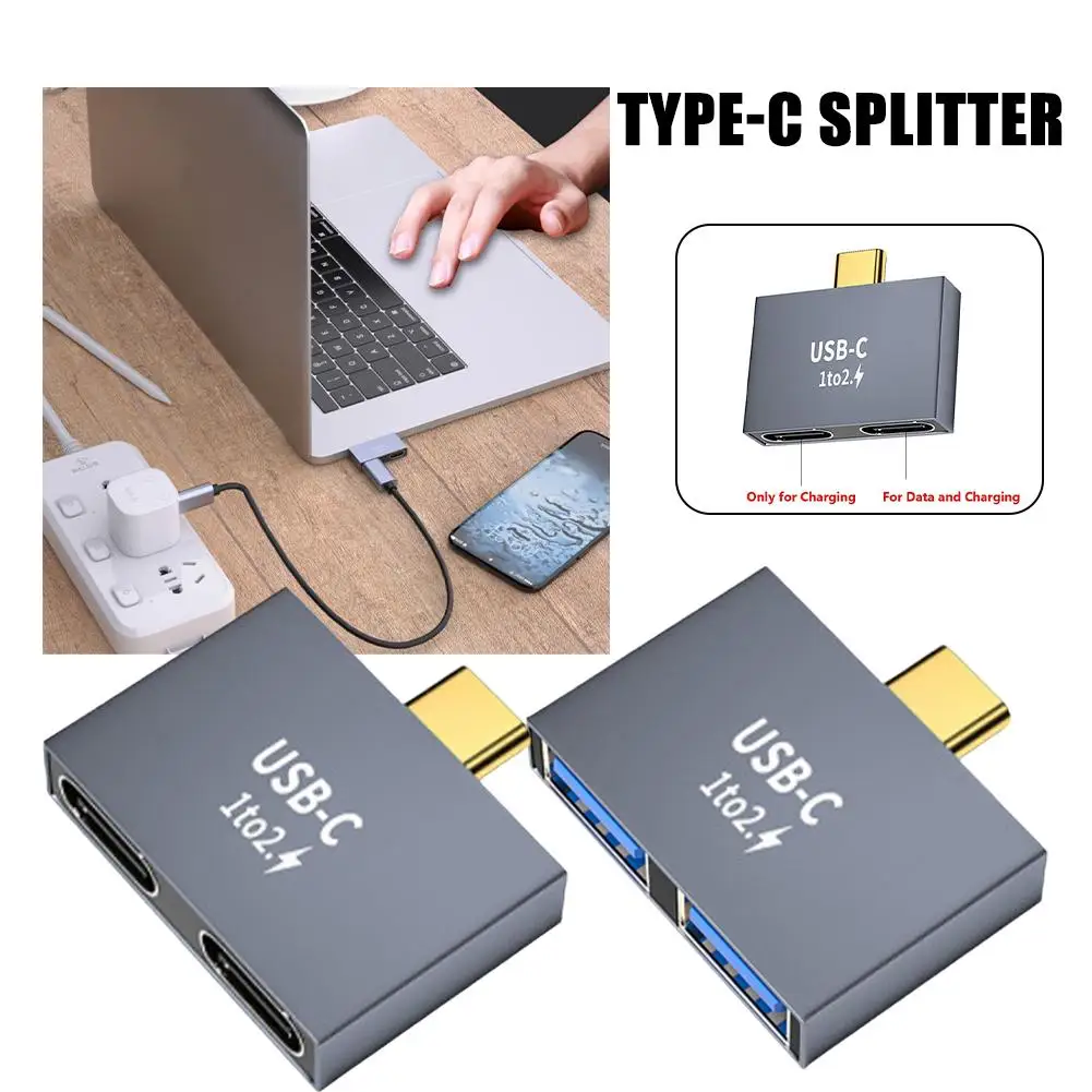 

Laptop Extension Connector Conventer 1 To 2 Data Transfer PD Charger Type-C Splitter For USB C PD Charger Laptop Accessorie M2B8