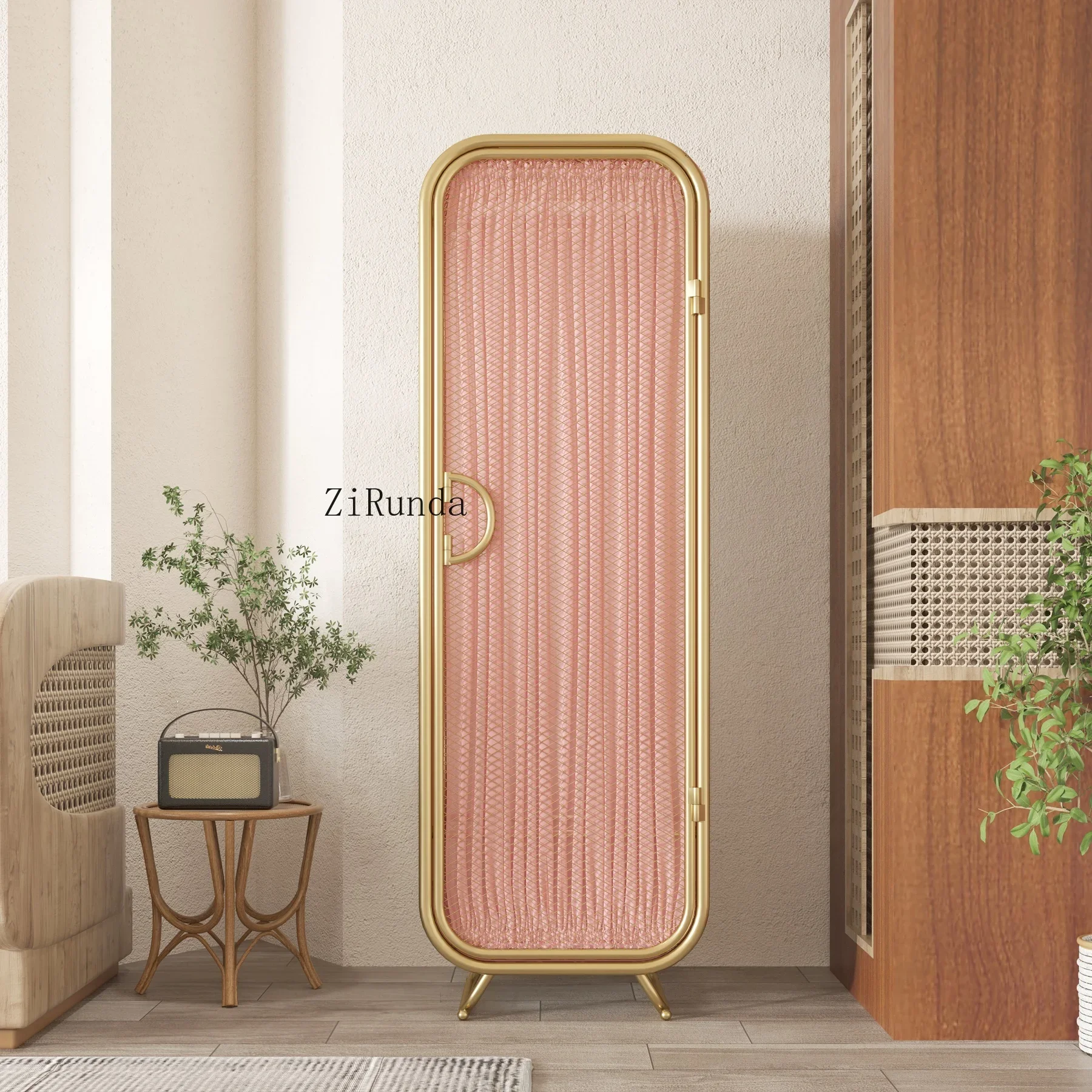 Light luxury children and girls environmentally friendly wrought iron decorative cabinet bedroom corner hanging wardrobe