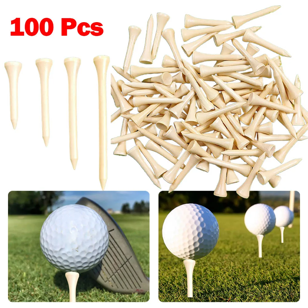 

100pcs Count Golf Tees Bamboo Golf Balls Holder 4 Sizes Golf Balls Holder Wood Tee Outdoor Sports 42/54/70/83mm