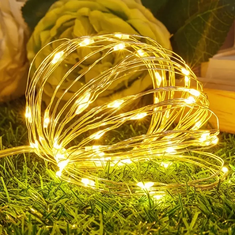 Enchanting LED String Lights - Copper & Silver Wire Garland for Home & Holiday Décor
