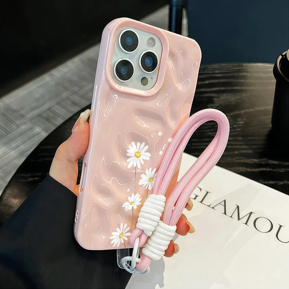 Daisy Design Shockproof Soft TPU Phone Case with Lanyard