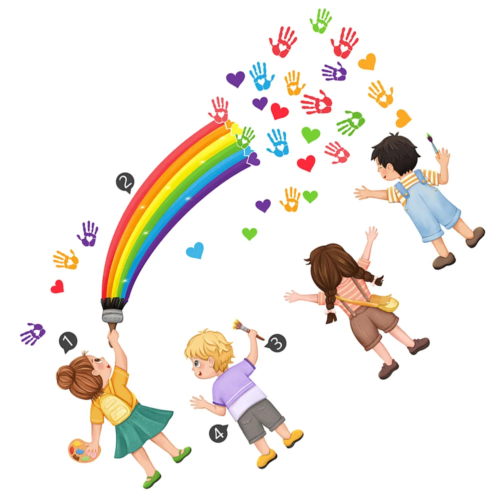 

Cartoon DIY Collage Self-adhesive Rainbow Children's Room Wall Sticker Decoration Classroom Stickers Decal Pvc