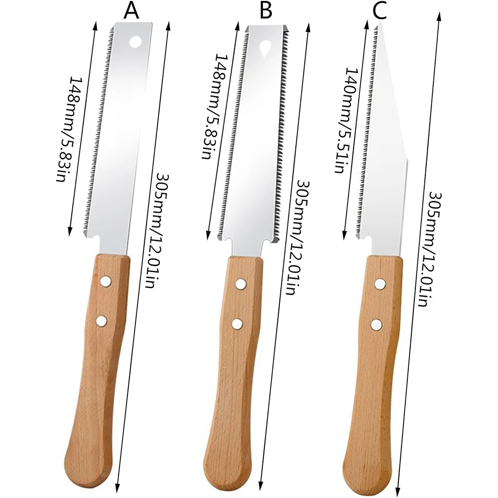 Japanese Style Hand Saw 12In Non-slip Wooden Handle Pull Saw Flush Cut Saw Handsaw Woodworking Plastic Cutting Tool Hand Saw 2