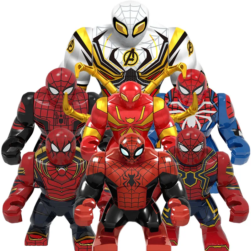 Disney Spiderman Mattoncini Anime Figura Mattoncini Cartone Animato Mini Action Figure Testa Assemblaggio Giocattolo Educativo Regalo Di Compleanno Pe