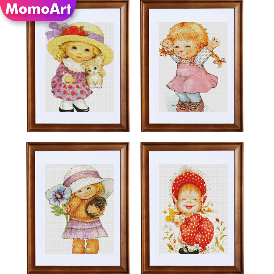 MomoArt Little Girl Embroidery Kit Portrait Cartoon Crafts Joy Sunday