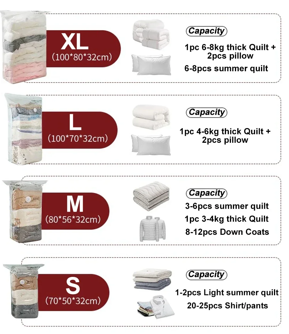 No Need Pump Vacuum Bags Cube Large Capacity Space Saver Storage Bag for Storing Clothes Blanket Quilt Compression Organizer Bag 6