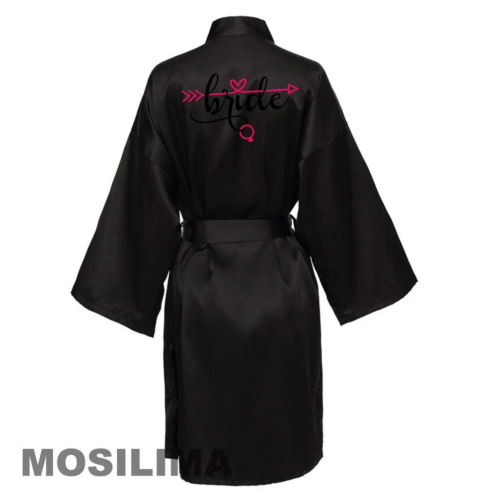 Women Silk Satin Short Night Printing Robe Kimono Robe Fashion Bath Sexy Bathrobe Femme Wedding Bride Bridesmaid SP231
