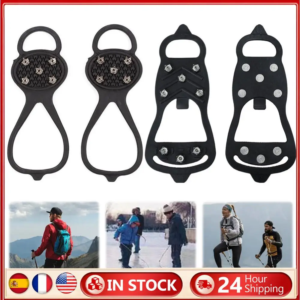 Winter Ice Cleats Snow Grippers Black TPR Manganese Steel