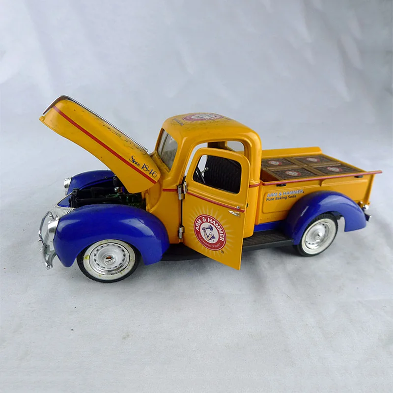 

Diecast Alloy 1:25 Scale Arm & Hammer 1940 Ford Pickup Truck Car Model Adult Classic Collection Toy Souvenir Gift Static Display