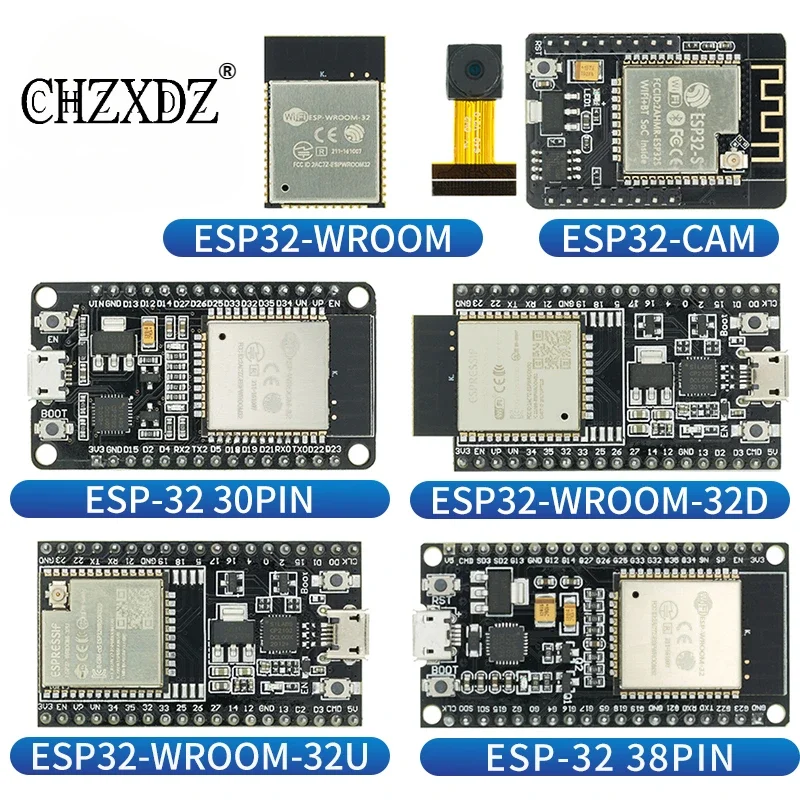 Scheda Di Sviluppo Esp32 Wifi + Bluetooth Cpu Dual Core A Bassissimo Consumo Energetico Esp-32S Esp32-Cam Esp-Wroom-32D/U Ch9102X