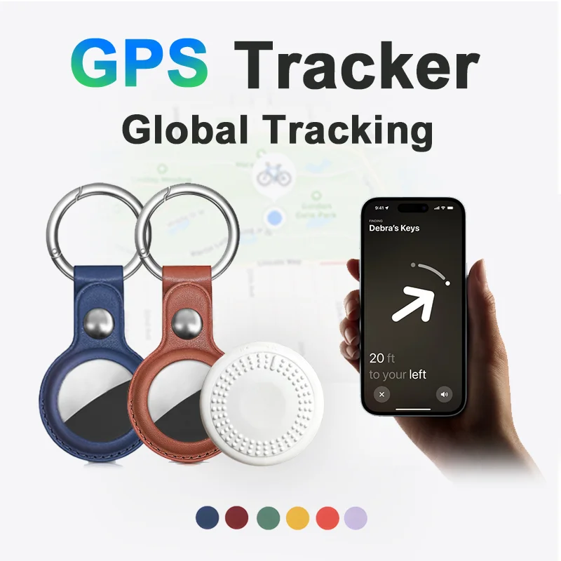Smart GPS Tracker For Apple Find My Pet Child Real-time Positioning With Alarm Lost Tracker For Airtag Leather Protective Case gps locator anti lost tracker anti lose tracker item locator anti lost locator