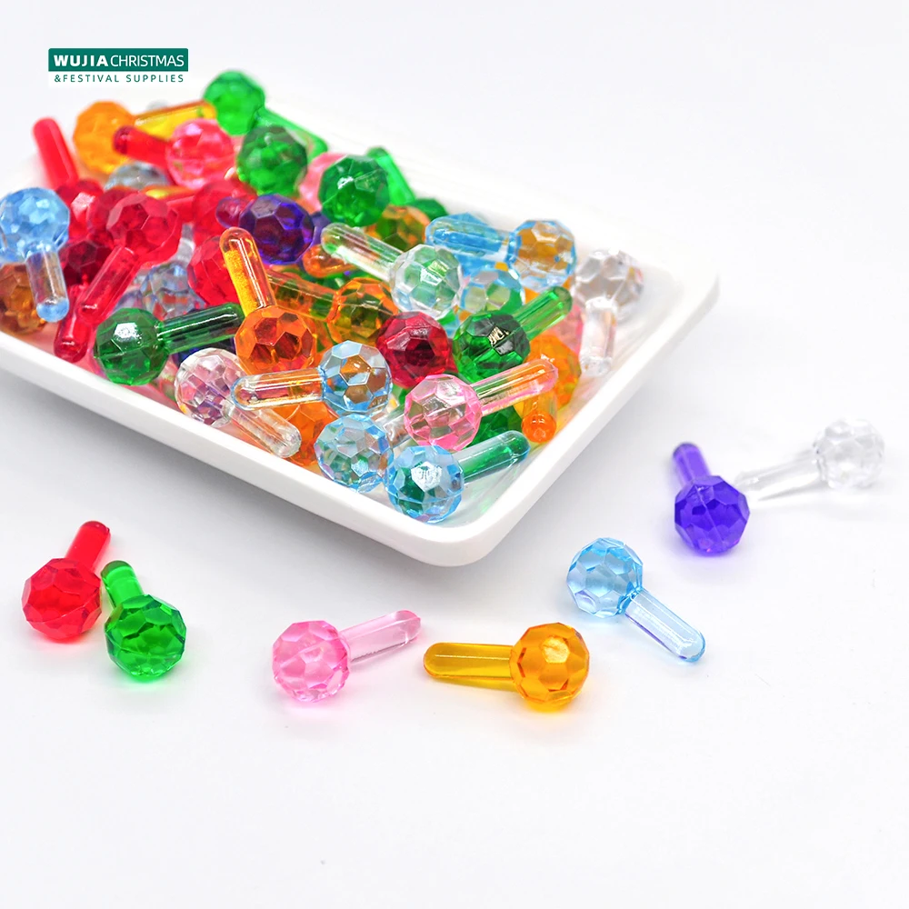 100pcs Ceramic Christmas Tree Plastic Faceted Globe Light Ornament Multicolor Light Beads Diy Replacement Bulbs Party Home Decor
