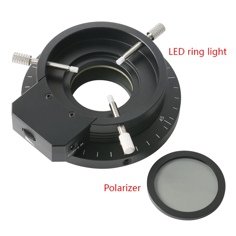 120PCS Brightness Adjustable Microscope Lamp Polarizing LED Ring Light For Stereo Microscope 110-240V
