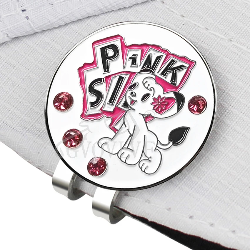 Bling Colorful Fine Metal Alloy Golf Marker With Golf Hat Clip Ball Mark Pink Dog Accessories Gift for Golfers 1pc
