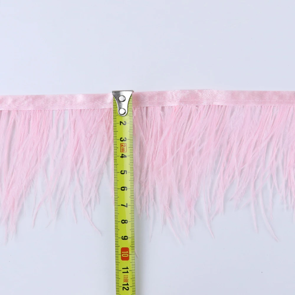 1Meter 8-10cm Light Pink Ostrich Feather Trims Ribbon Colorful Feathers For Crafts Sewing Plumes Wedding Clothing Decoration,ostrich feathers,mixed color feathers,craft feathers,natural feathers
