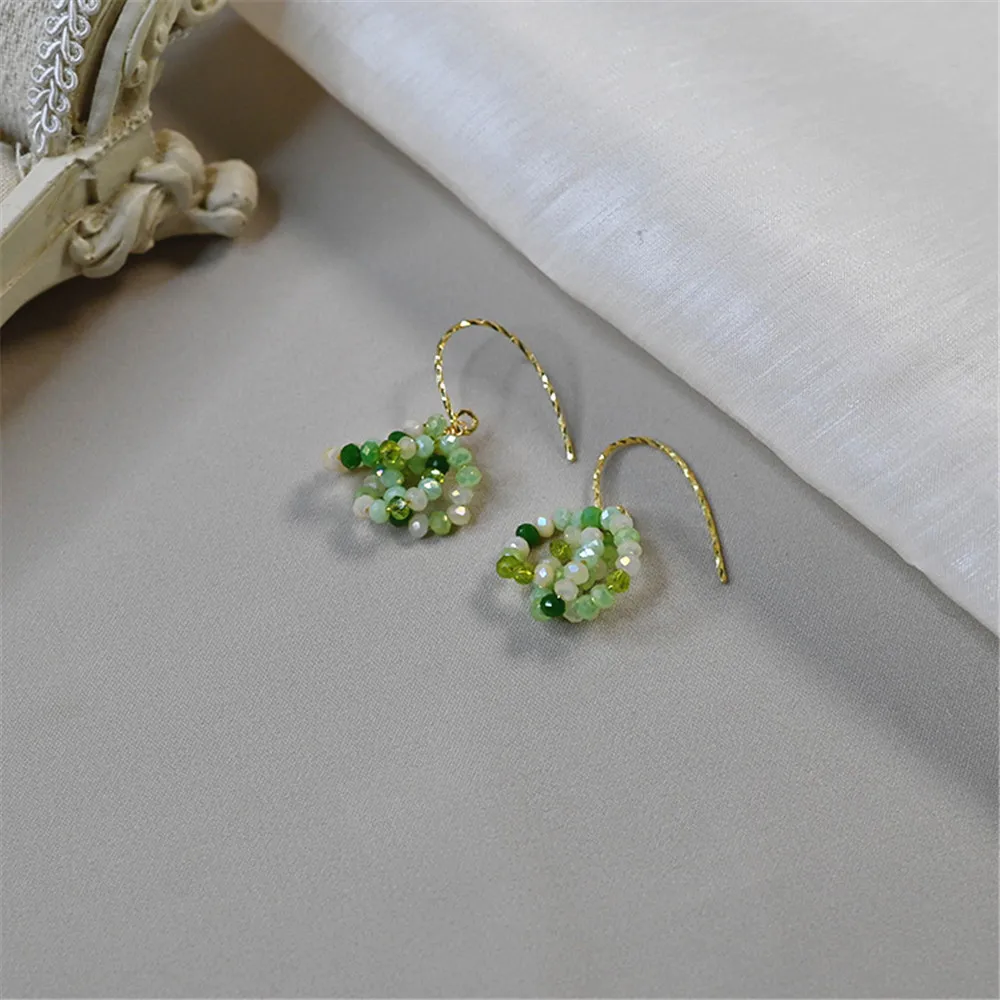 

Серьги-кольца женские из серебра 925 пробы с зелеными кристаллами