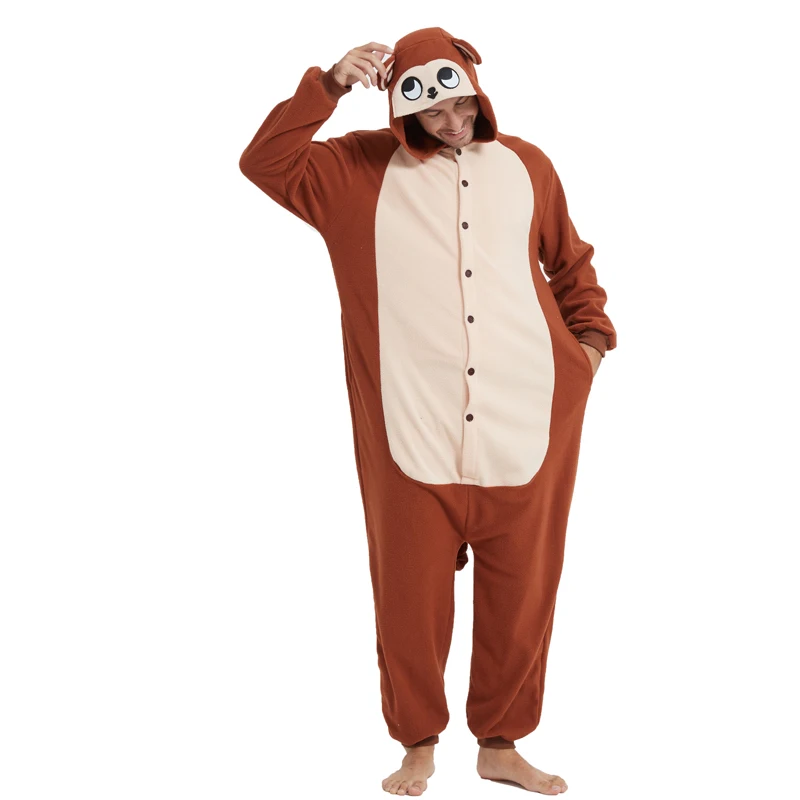 Monkey adult Unisex Animal Costume Role Play Game Costume Jumpsuit Halloween Christmas Party Cartoon Pajamas with Hood