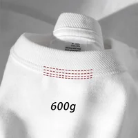 600grams 100% Cotton Men Oversized Heavyweight T Shirt Summer Women Short Sleeve Top Casual Men's Tees - Image 3