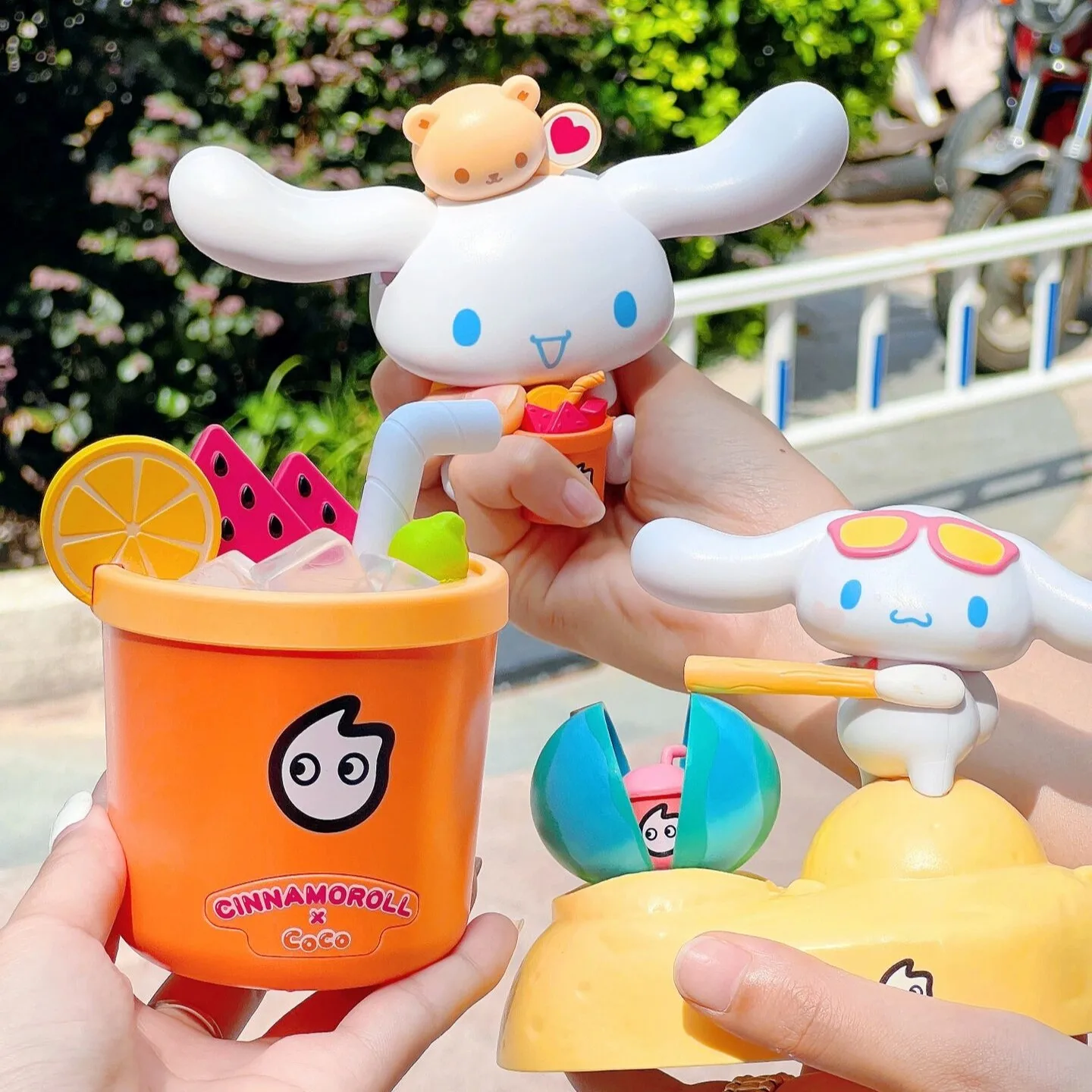 

Sanrio Cinnamoroll Cute Cartoon Model Tabletop Decoration Kawaii Periphery Toy Adorkable Knocking Watermelon Doll Christmas Gift