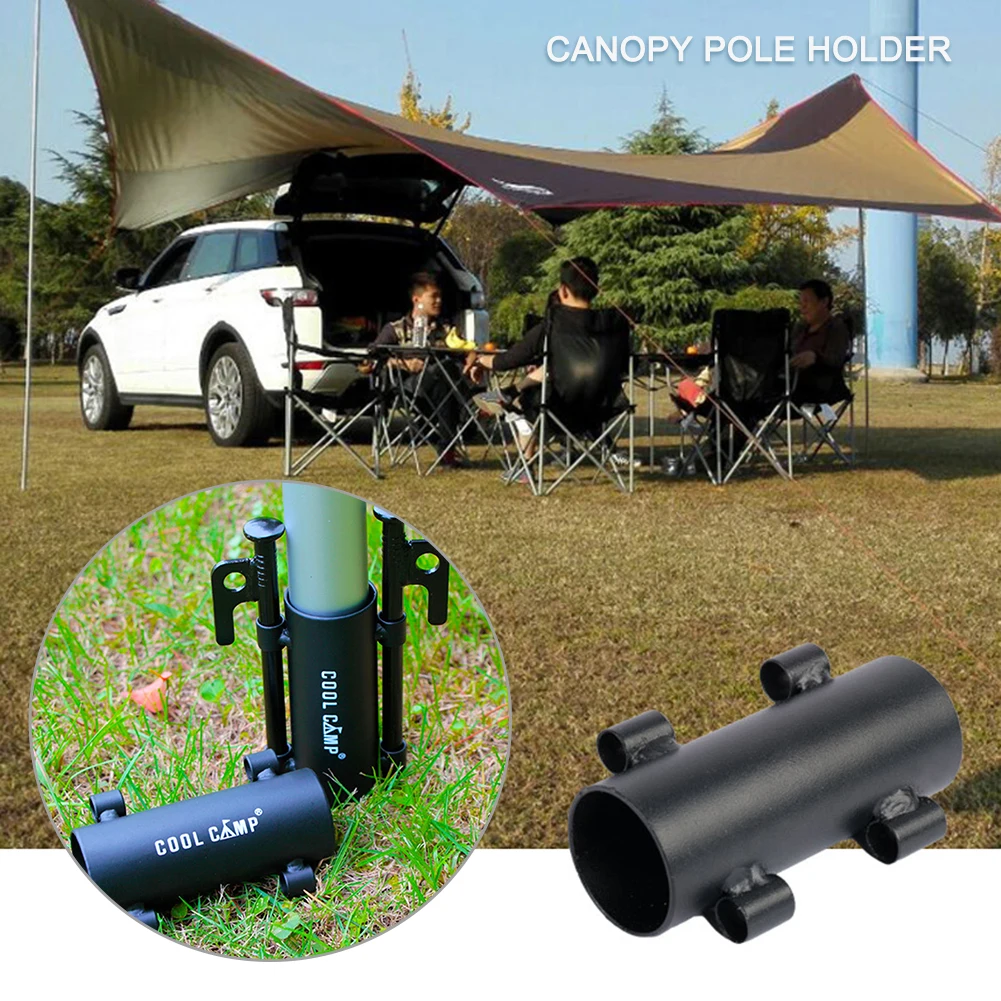 Iron Camping Canopy Pole Holder Windproof Awning Pole Fixed Stand Reusable Tent Awning Rod Fixer Practical Tent Accessories