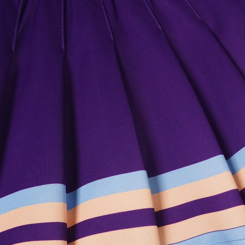 Children's Cheerleaders Halloween Cosplay Costume Stage Show Girl Dress School Cheerleaing Uniform Purple With Pompoms SOCK