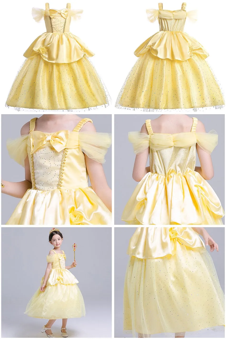 Girl Belle Princess Dress Kids Beauty and The Beast Costume Girl Baby Christmas Princess Birthday Party Fancy Dress 2-10 Years