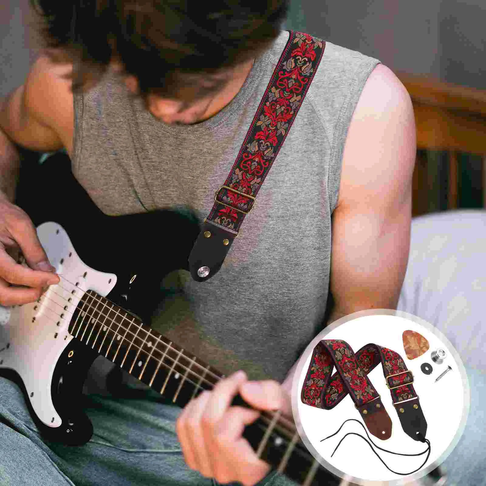 

1 Set Simple Folk Guitar Belt Decorative Guitar Strap Creative Guitar Accessory
