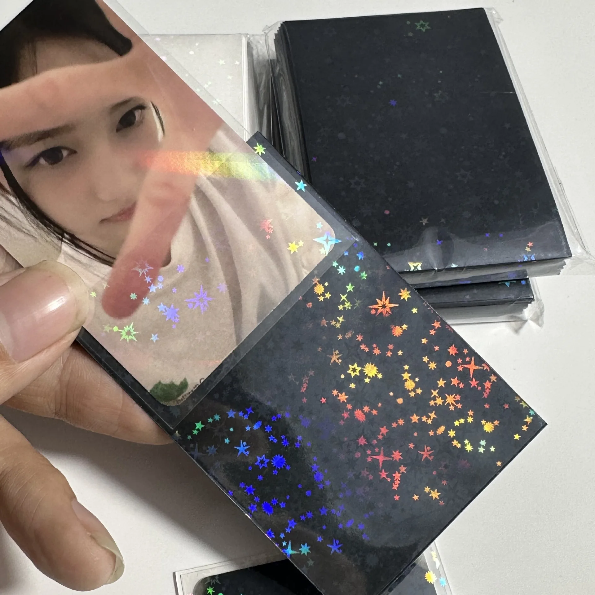 Kpop Card Sleeves 61x91mm 20C Star Bling Holder Holo Postcards Top Load Films Photocard Game Cards Protector 50pcs card holder,card protector,idol card protector,photo card holder,postcard holder