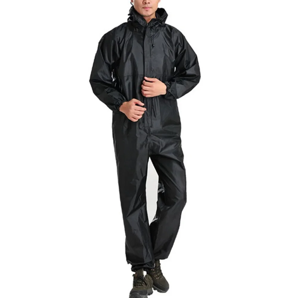 Oversized Rain Coat Motorcycle Rainwear Adult Motorbike 5 Sizes M-3XL Waterproof Raincoat Overalls Suit PVC Black