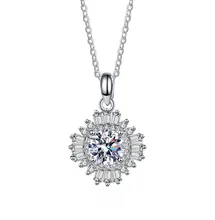 

HTOTOH 1 Carat D Color Moissanite Diamond Necklace 925 Silver Women Engagement Jewelry