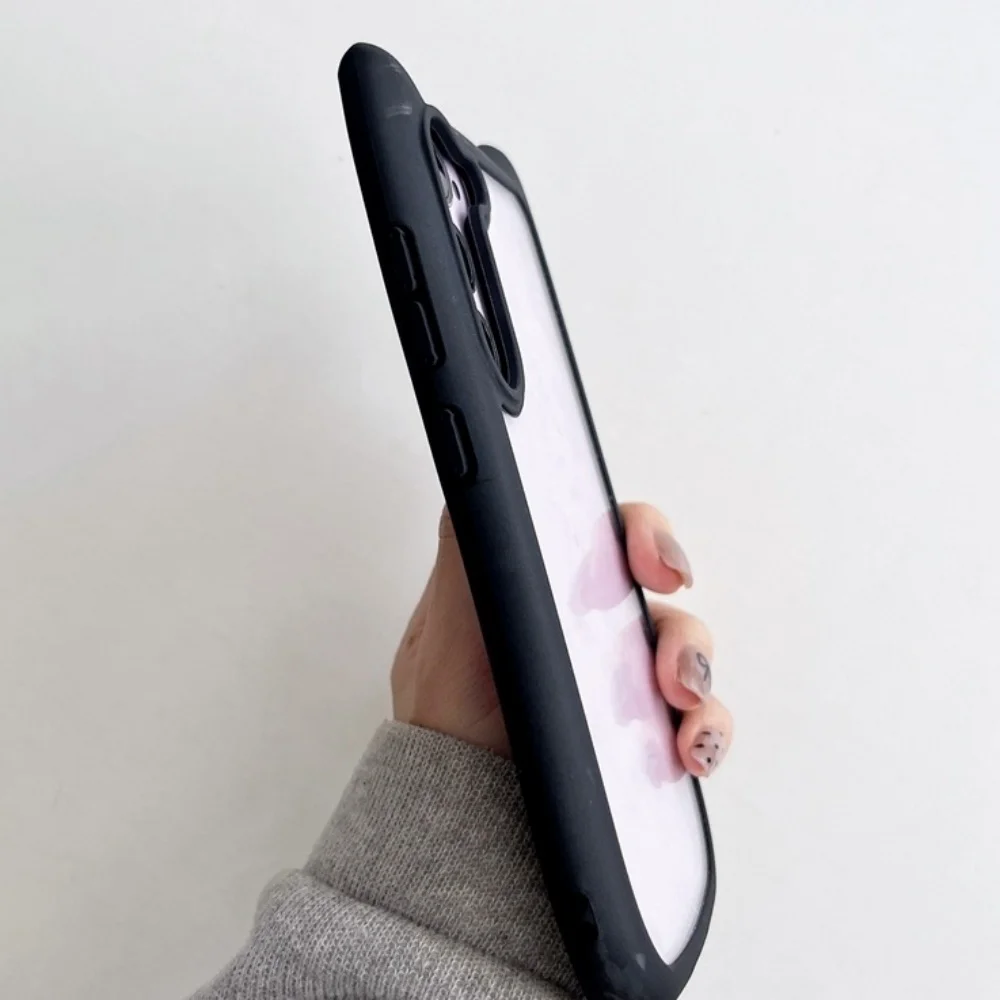 Korean Cute Candy Color 3D Cat Ears Transparent Phone Case - Kawaii Shockproof Soft Border Cover