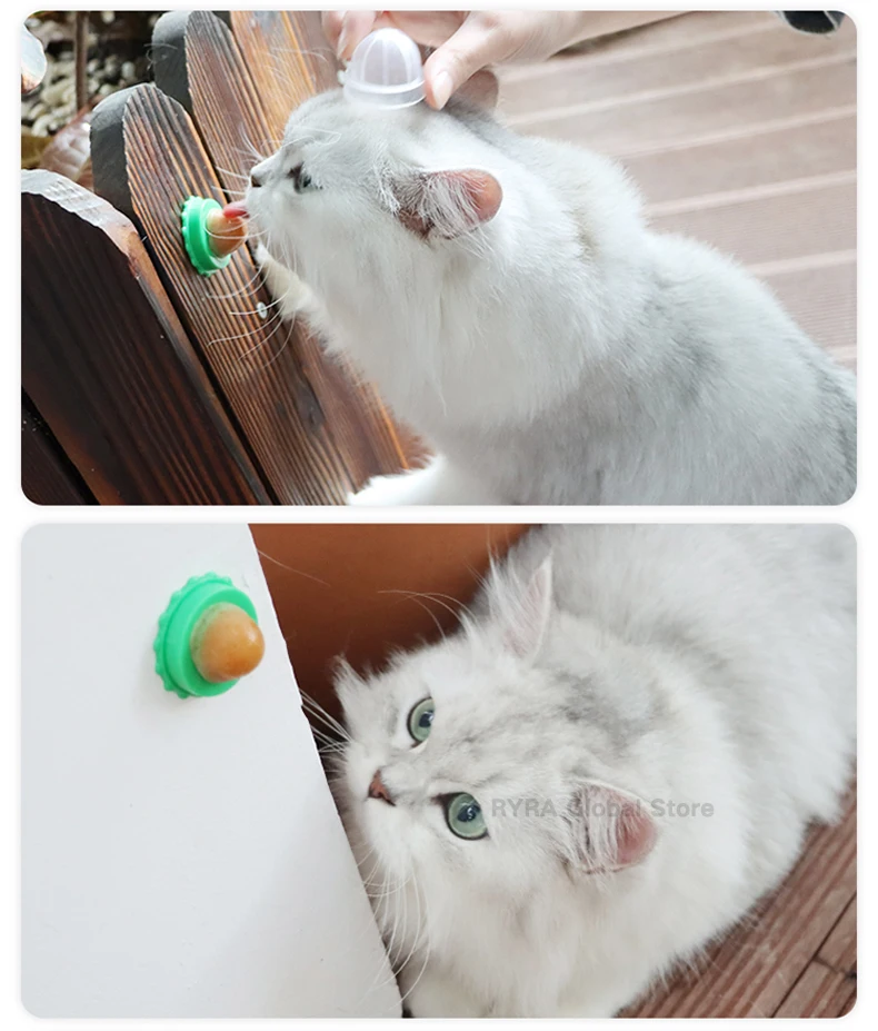 1PC Catnip Sugar Cat Treats Energy Ball Cat Lollipop Toy Licking Solid Candy Round Pill Safety Cat Nutrition Cream Accessories