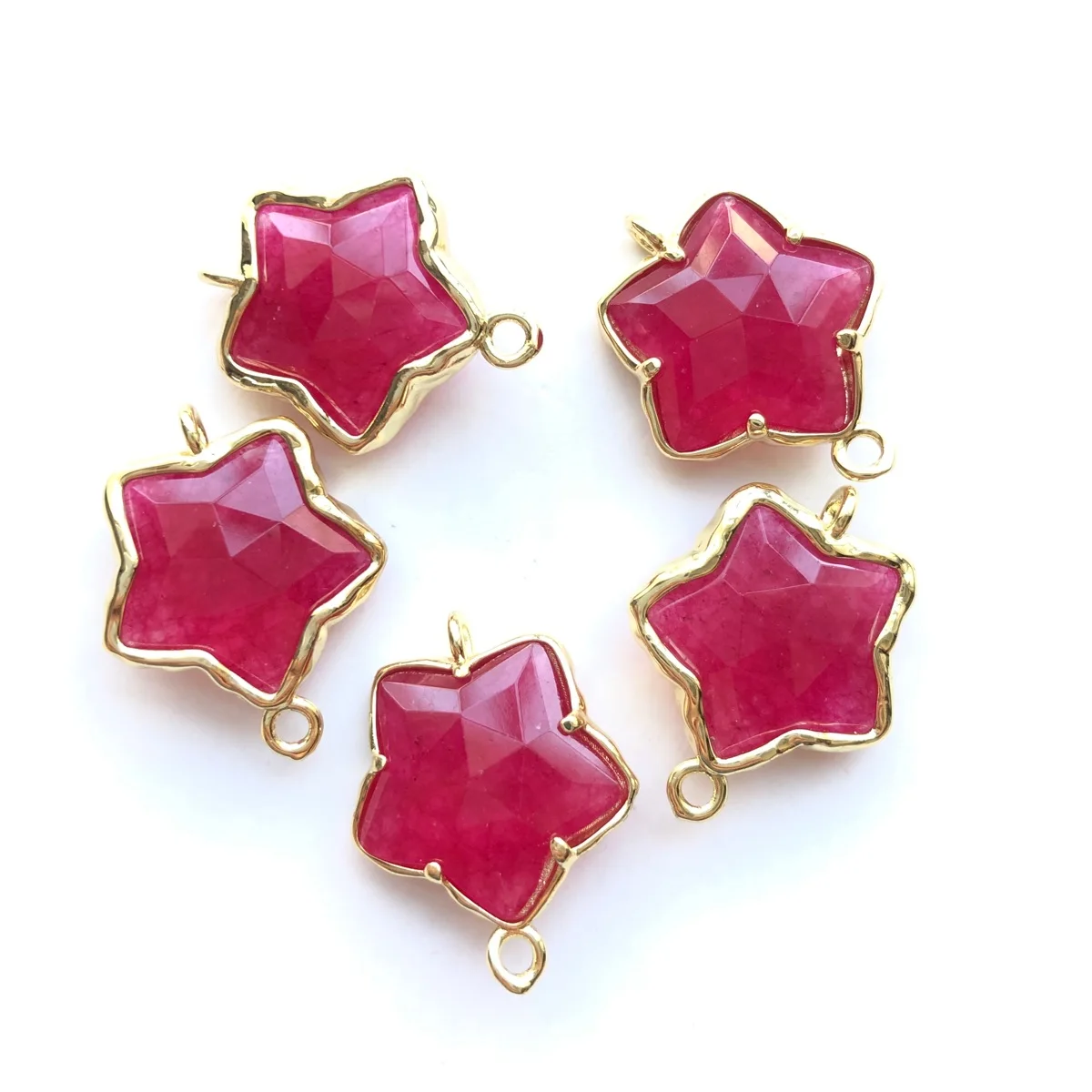 5 stücke Gold-Platte Lünette natürlichen Labradorit Amethyst Quarz Stein Stern Stecker Anhänger für Ohrring Halskette Armband Schmuck DIY – Detail 6