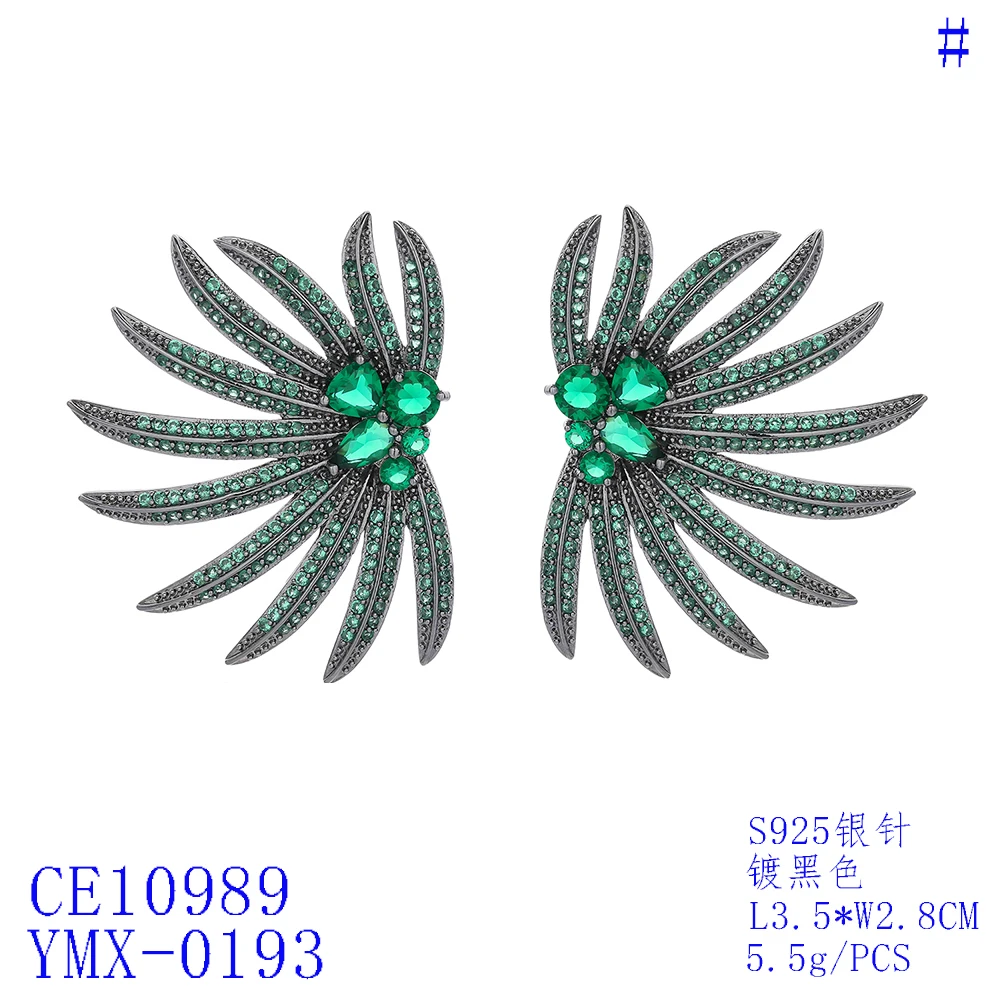 Cubic Zircon CZ Wedding Stud Earring,Crystals Star Earring for Bride Women Girl Prom Jewelry with 925 Silver Pin CE10989