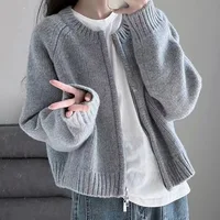 Korean Autumn Winter Knitwear Women Knitted Cardigan Female Zipper Long Sleeve Short Sweater Women Loose Casual Coat Jacket