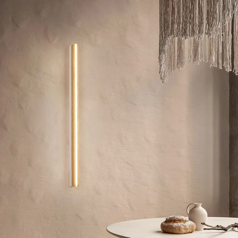 Long Strip Natural Stone Wall Lamp Modern Bedroom Living Room Decoration Corridor Wall Sconce Yellow Travertine Lighting Fixture,led wall lamp,wall light