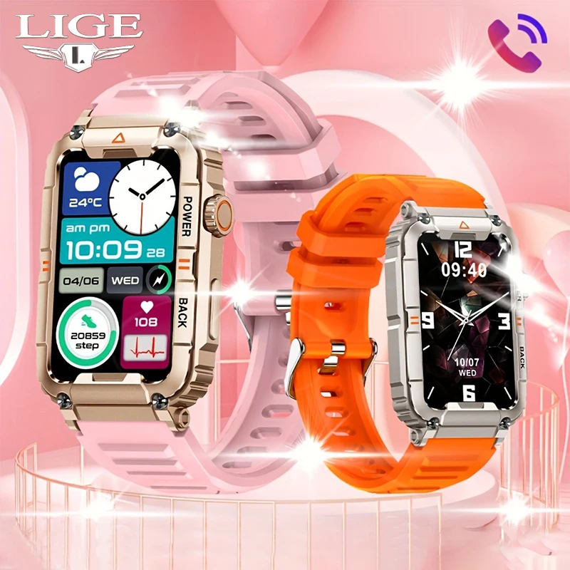 LIGE 새로운 스마트 시계 여성 안드로이드에 대한 군사 건강 모니터 IOS 피트니스 시계 블루투스 통화 IP68 방수 스포츠 Smartwatch