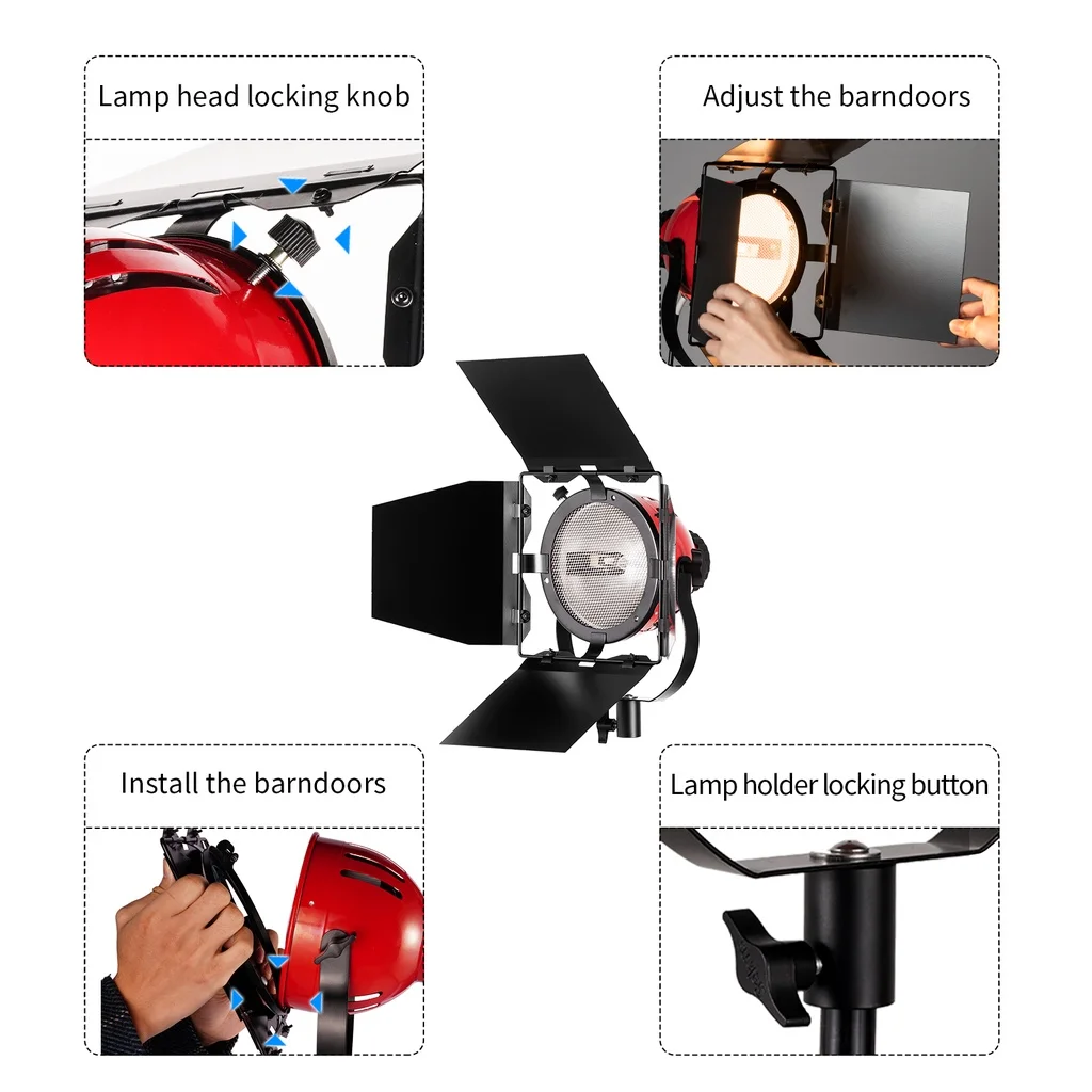 800W 3200K Photo Studio Red Headlight Spotlight Photography Warm Color Light For