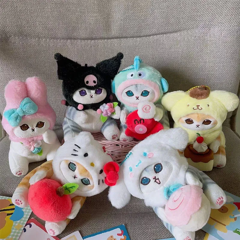 

Новинка Sanrio милые плюшевые игрушки Kuromi Hangyodon Kawaii Cinnamoroll Cat Косплей Mofusand японское аниме брелок Подвеска девушка подарок