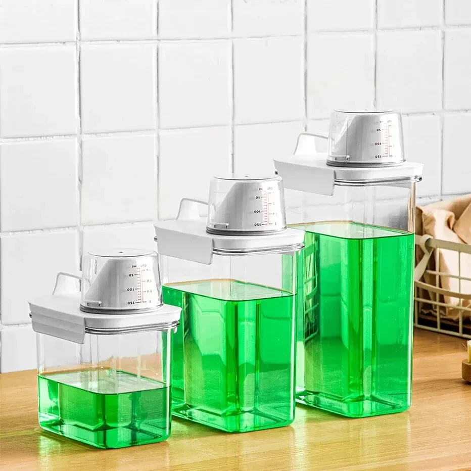 Compact Laundry Powder Dispenser with Measuring Cup - Airtight Container for Convenient and Efficient Washing
