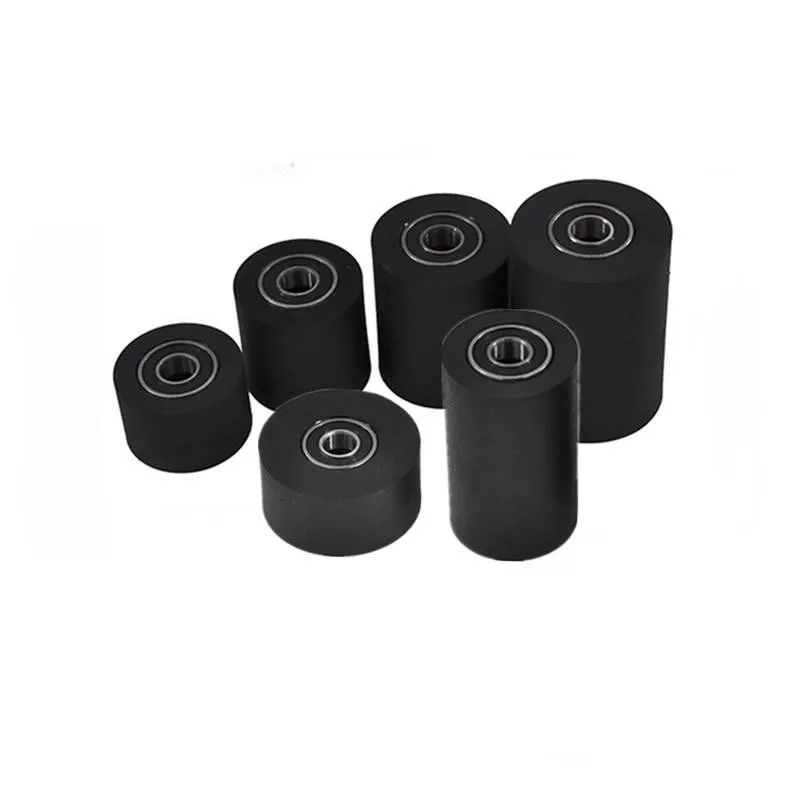 1pc 5/6/8/10mm 보어 이중 베어링 폴리 우레탄 가이드 풀리 PU 풀리 음소거 침묵 고무 코팅 베어링 롤러 휠