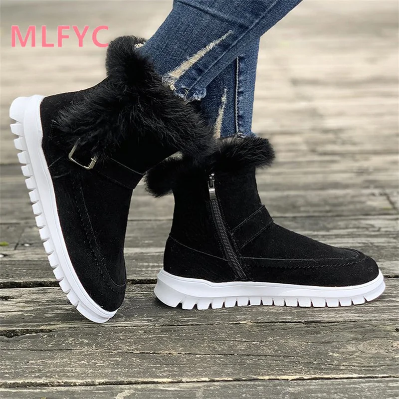 Fashion Women's Boots New Winter Thickened Short Boots Female Plush and Warm Flat Bottom Cotton Shoes Mujer