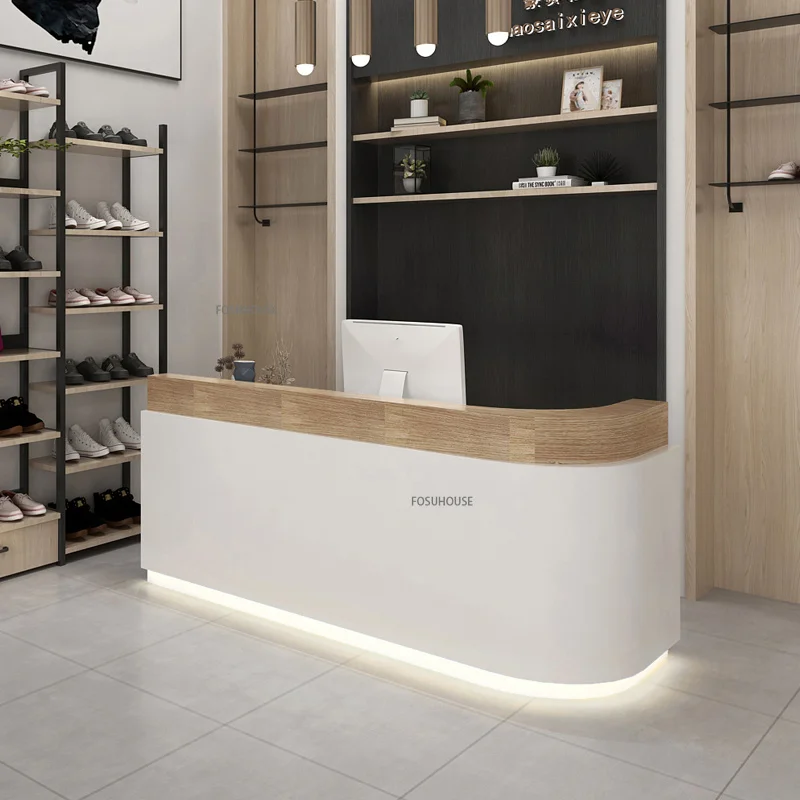 Modern Reception Desk Bartable Cashier Desk Office Furniture Nordic Simple Commercial Small Store Beauty Salon Corner Front