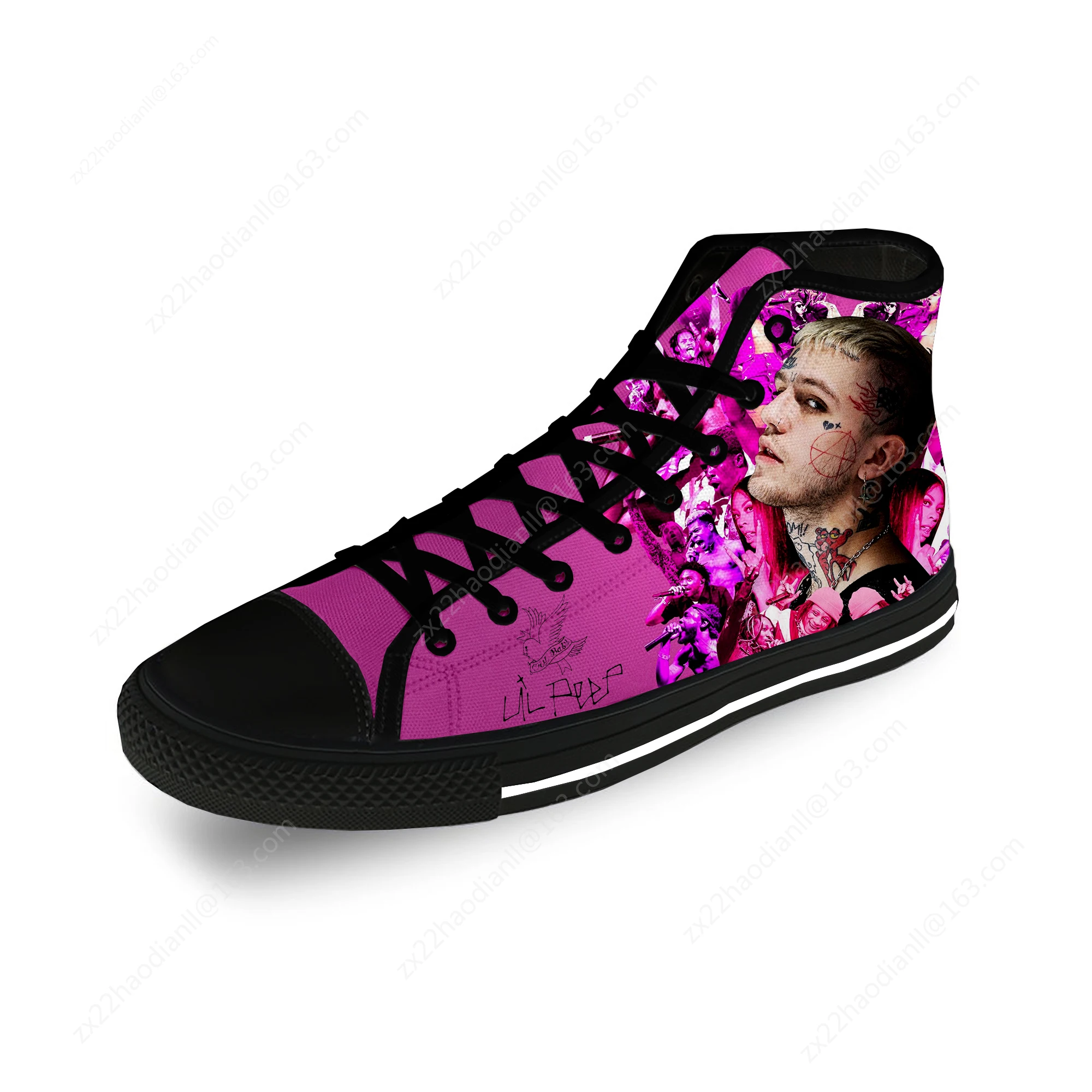Hip Hop Rapper Lil Peep Novelty Casual Cloth Fashion 3D Print High Top Canvas Shoes Men Women Lightweight Breathable Sneakers 2