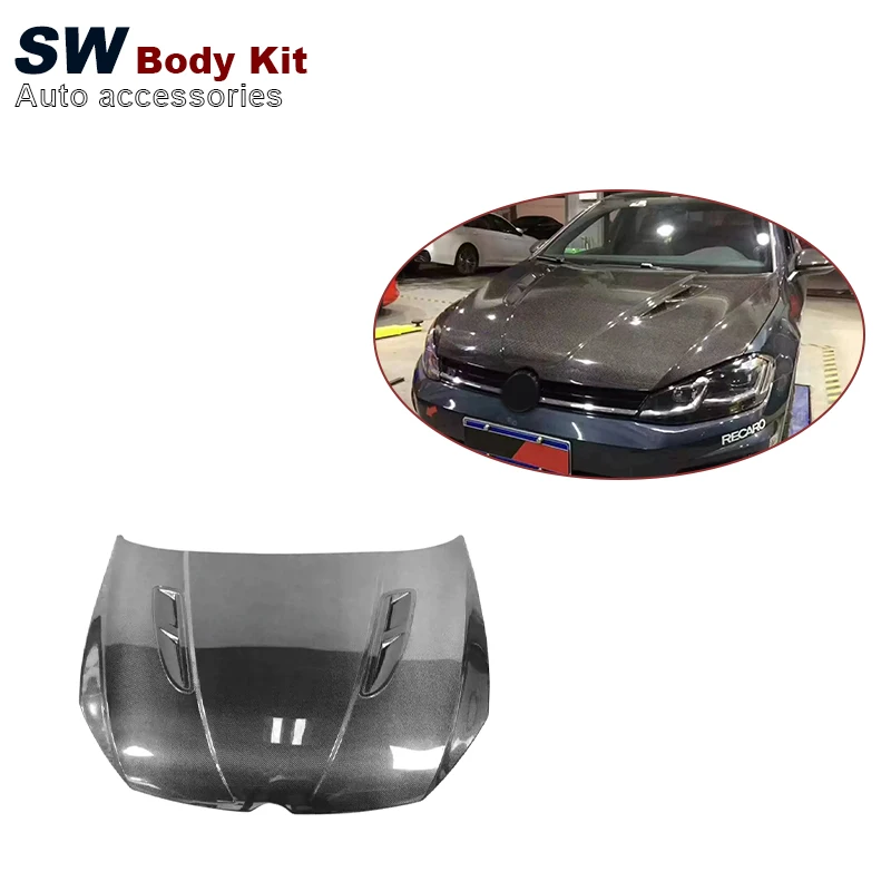 

High Quality Carbon Fiber Hood Cover For Volkswagen Golf 7 7.5 MK7 GTI Upgraded With Aerodynamic Valve Cover Performance Kit