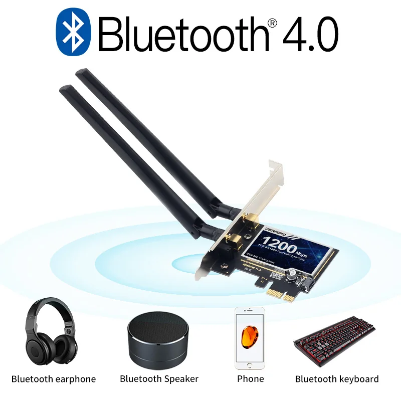 1200Mbps Wireless PCI-e Adapter 2.4G/5GHz Bluetooth 4.0 WiFi Wlan Card 802.11ac