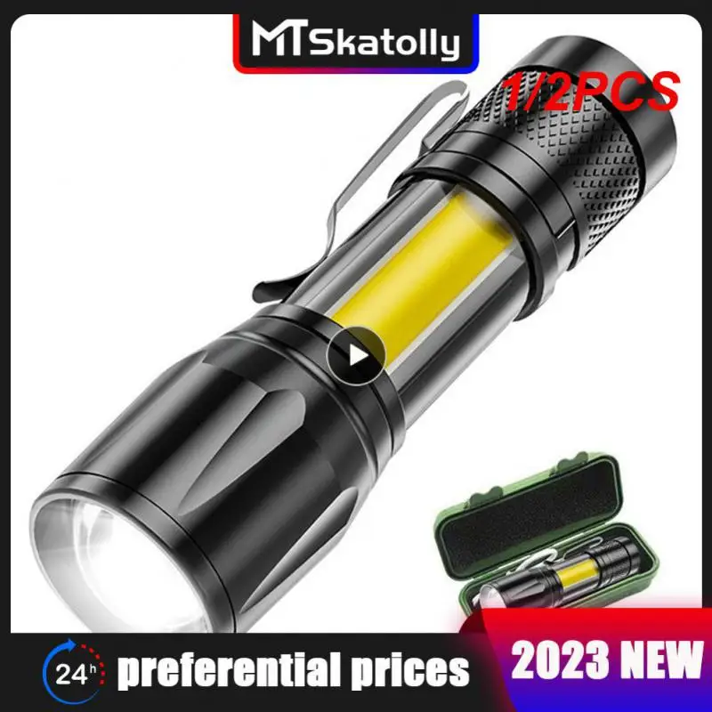 

1/2PCS Hot Mini Led Flashlight Zoom Focus Usb Charge Led Light New Waterproof Adjustable Penlight 2023 Lamp Lantern