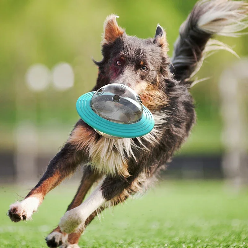 Flying Saucer Dog Game Flying Discs Toys Cat Chew Leaking Slow Food Feeder Ball Puppy IQ Training Toy Anti Choke Puzzle Dogs